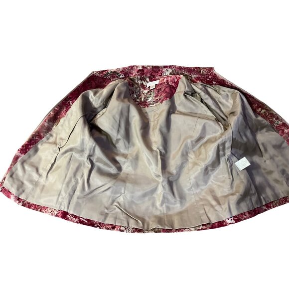 Christopher & Banks Jacket Womens M Red Multi Corduroy Zip Front Embroidered - Picture 6 of 16